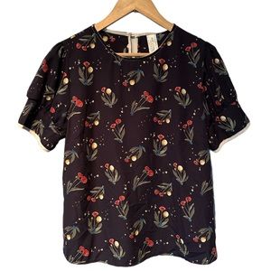 West Moon navy blue floral blouse Medium